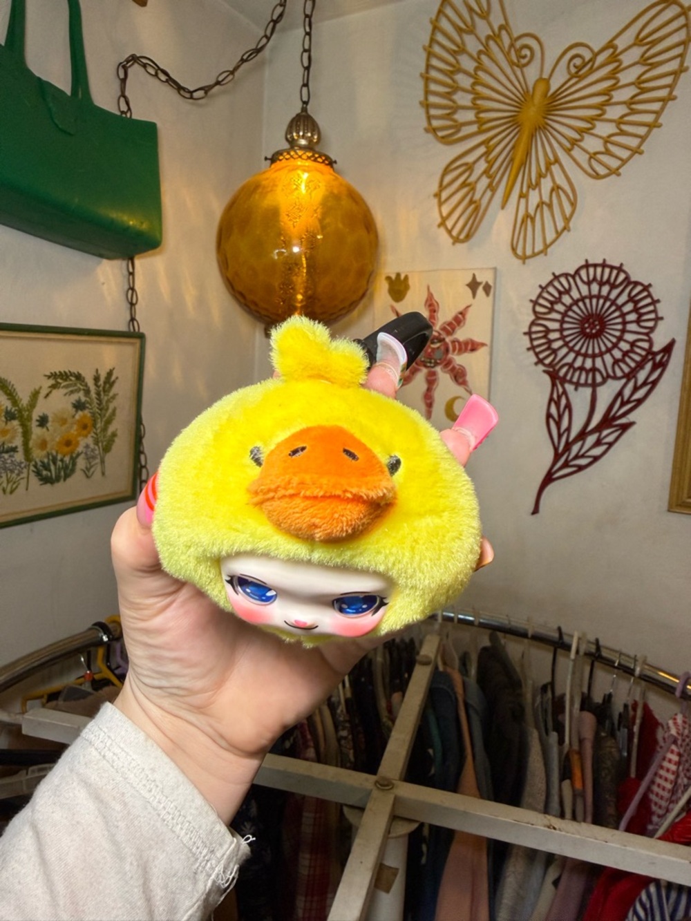 Harutso I Yellow Plush Duck Keychain with Face & glitter eyes - Picture 3 of 8